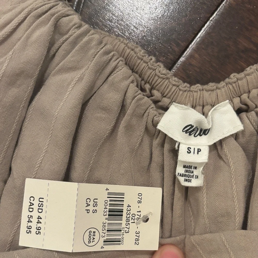 NWT Aerie Off-Shoulder Cotton Blend Top in Beige - SZ Small Retail $54.95 - Picture 6 of 6